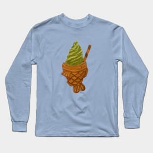 Taiyaki Matcha Ice Cream watercolour painting Long Sleeve T-Shirt